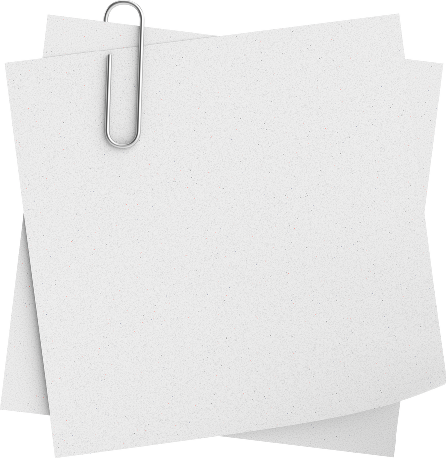 Note paper with paper clip. 3D illustration.